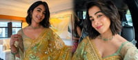 Desi Diva in New York! Pooja Hegde Radiates Elegance in Gorgeous Golden Saree